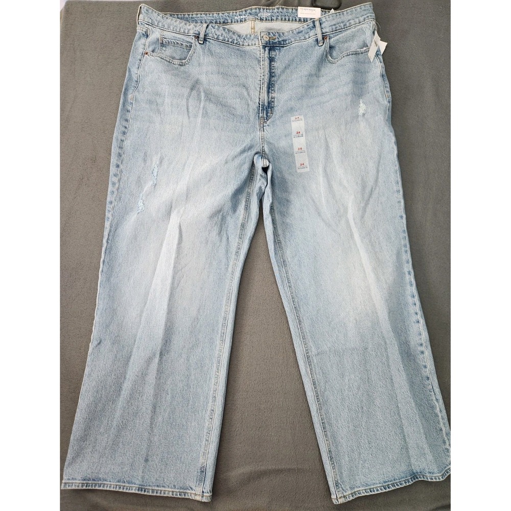 Old Navy Sky-Hi Wide Leg Jeans Extra High Rise Light Wash Blue Sz 24 NEW